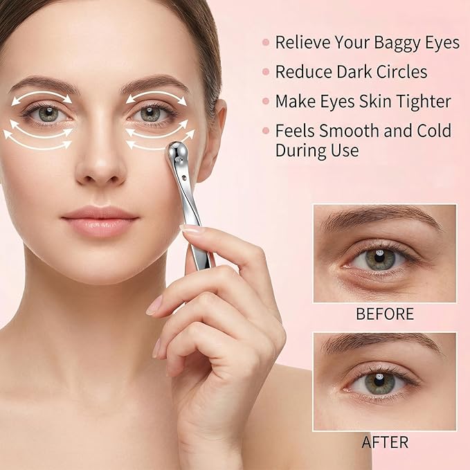 Molain 6 Pack Metal Eye Cream Applicator, Roller Ball Scraper Massage Stick Tool for Reducing Depuffer Puffiness Eye Massage Tool