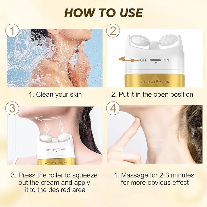 AH-8 Firming Neck Cream & Electric Massage Eye Cream Suit, Neck and Eye Tightening & Rejuvenating Set,Firming Smooth Fine Lines,Reduce Wrinkles & Deep Moisturizing Skincare,Day & Night Use(120g+50g)