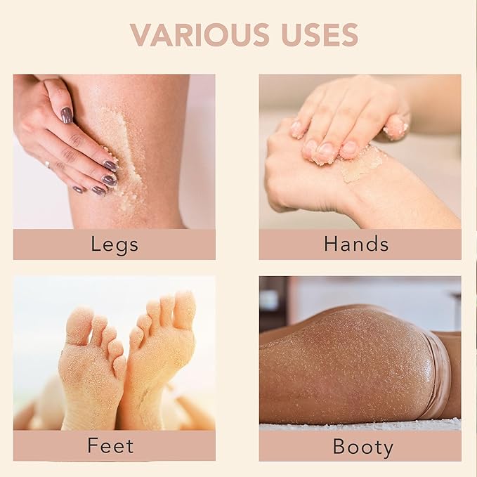 Organic Vanilla Coconut Body Scrub - USA Made Sugar Scrub with Natural Ingredients, Moisturizing Body & Foot Exfoliator for Dry and Sensitive Skin, Removes Dead Skin Cells & Reduces Ingrown Hair