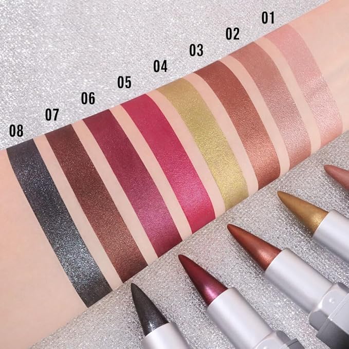 evpct Gold Shimmery Metallic Lip Liner and Lipstick Combo, Cone Tip Lip Crayon for Women Long Lasting Waterproof, Metal Shinny Hydrating Lipstick Makeup, Glitter Lips Liner Pencil for Shimmery Shade