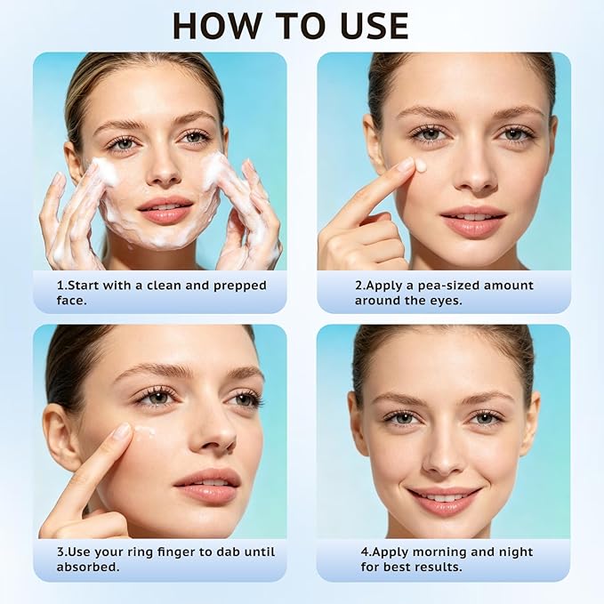 Retinol Eye Cream with Caffeine for Dark Circles and Puffiness, Anti-Aging Under Eye Cream for Wrinkles & Fine Lines, Fast-Absorbing Firming Eye Serum for Sensitive Skin, 0.7 Fl Oz