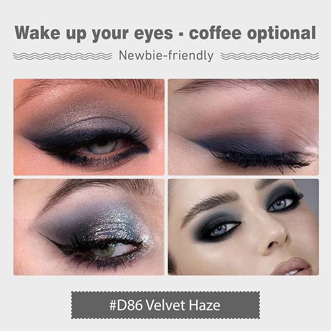 Refillable Eyeshadow Palette - Matte/Glitter/Duo-Chrome Pressed Powder & Cream Formula, Neutral/Shimmer/Smokey Multichrome, Travel-Friendly Iron Pan Refills (Matte, D86)