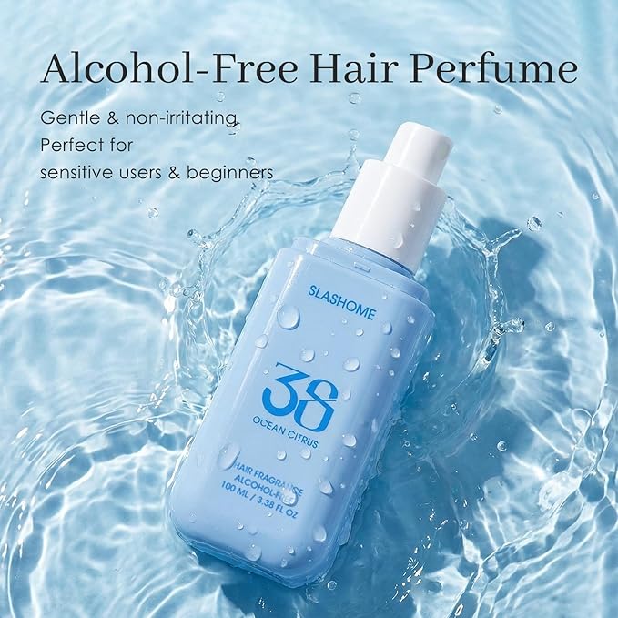 slashome Hair Perfume for Men & Women – Citrus Ocean, Alcohol-Free Moisturizing Hair & Body Mist, Long-Lasting Citrus Woody Fragrance for Hair, Wigs & Fabric, 100ml, Father’s Day & Birthday Gift