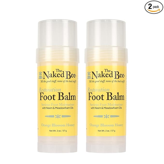 The Naked Bee Orange Blossom Honey Restoration Foot Balm, (2 oz) - 2 Pack