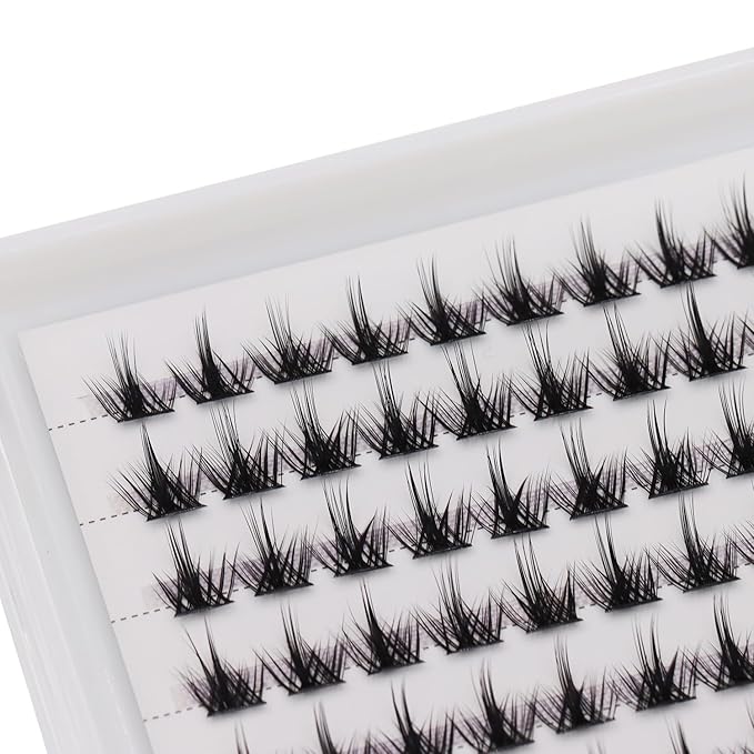 12rows-Large Tray Mixed 8-10-12-14-16mm/Mixed 14-15-16mm/Mixed14mm-16mm/Mixed 18-20mm Wide Stem Individual False Eyelashes Dramatic Black Cluster Eyelashes (MY008-10-12MM MIX)