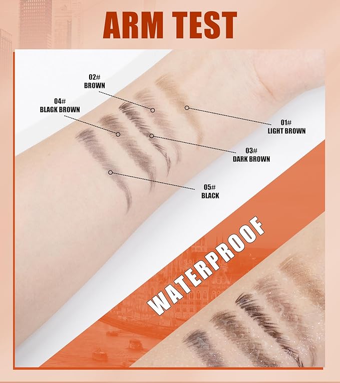 Microblading Eyebrow Pencil & Pen for Women，Waterproof Smudge Proof Quick-Dry Brow Definer with Micro Split Tip for Hair Like Strokes, Faux Brow Lift and Snatch Brow Tint (Black Brown)