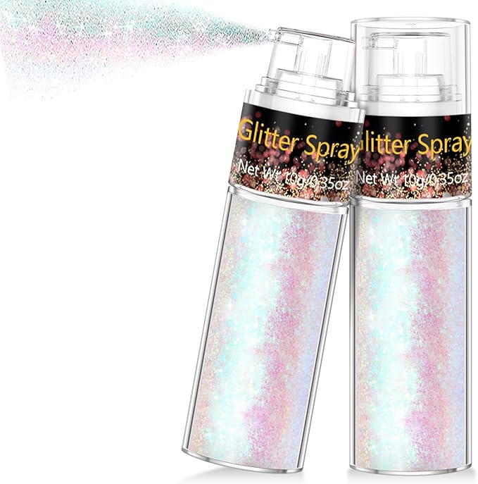 Hair and Body Glitter Spray, Glitter Hairspray Dry Powder Makeup for Clothes, Festival Rave Prom Loose Sparkle Powder,Holographic Ultra Fine Resin Glitters for Crafts (Mermaid)
