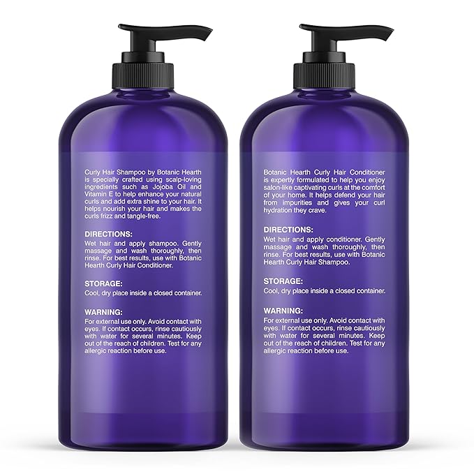 Botanic Hearth Curly Hair Shampoo And Conditioner Set For Curly Hair | Detangle, Define & Enhance Curls | With Jojoba Oil & Vitamin E | Sulphate Free | 16 Fl Oz X 2