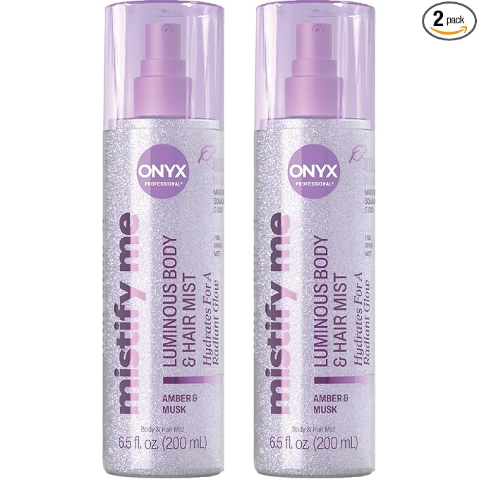 Onyx Professional Hydrating Shimmer Mist with Squalane & Cica, Amber Escape, 6.5 fl oz, 2pk - Shimmer Hair and Body Mist Creates a Radiant Glow with Lightweight Moisture
