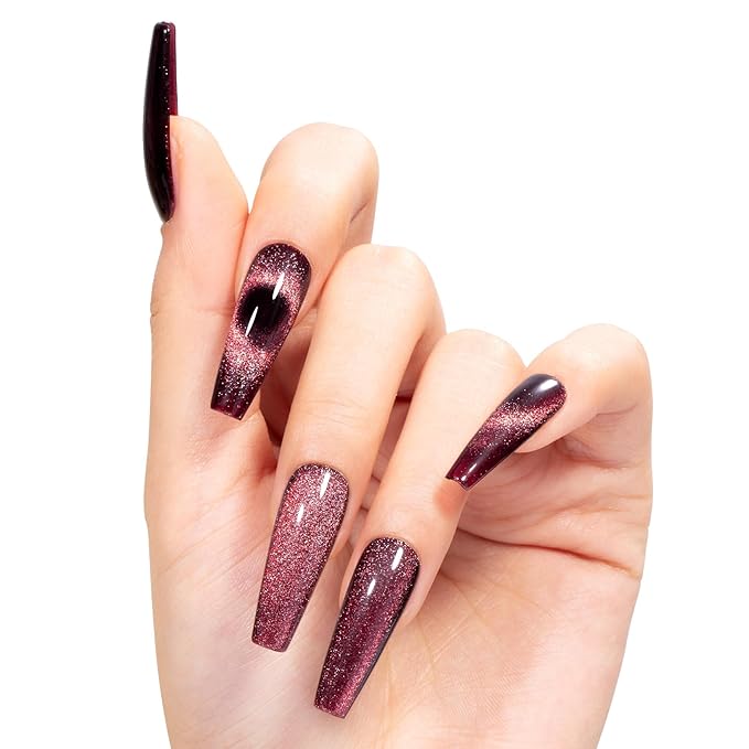 MAYCHAO 15ML Cat Eye Gel Nail Polish 1Pc Mysterious Red Gel Polish with Magnet Soak off Holographic Magnetic Nail Polish for Nail Art Manicure Salon DIY at Home, 0.5 OZ