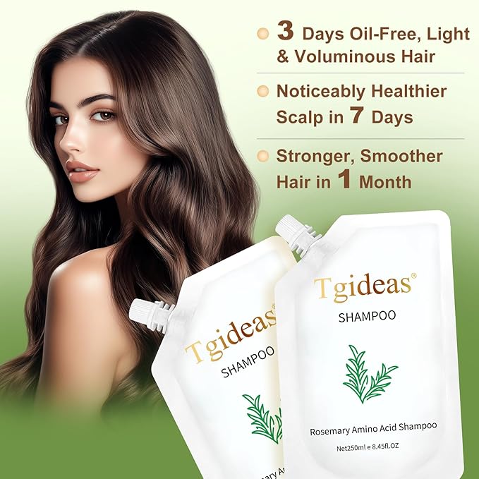 Tgideas Rosemary Biotin Amino Acid Shampoo, Hair Growth Shampoo for Women and Men, Thinning Hair Loss Natural 8.45 fl oz, Two-Pieces
