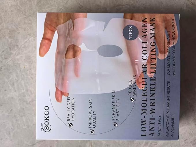 Collagen mask, Low Molecular Weight Collagen Mask, Deep Collagen Overnight Mask, Collagen Hydrogel Mask, Face Masks Skincare, Deep Collagen Anti Wrinkle Lifting Mask (6PCS)