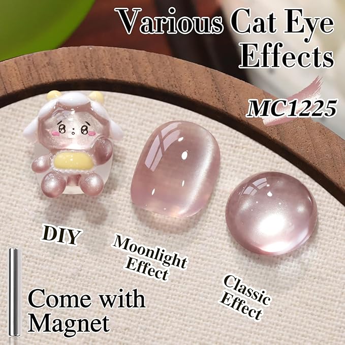 Double Rhythm 15ML Jelly Glass Cat Eye Gel Polish with Magnet Holographic Glitter Shimmer Translucent Sheer Color Salon Soak Off Magnetic Nail at Home (Mauve Purple-MC1225)