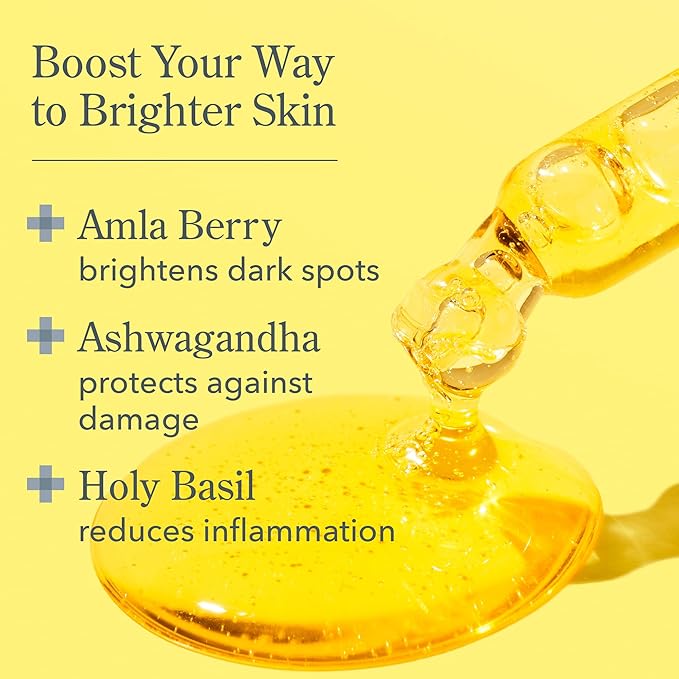 Beekman 1802 Golden Booster Amla Berry Face Serum – Vitamin C Alternative Brightening Serum – Helps Even Tone & Reduce the Look of Dark Spots – Sensitive Skin Safe – 0.5 fl oz