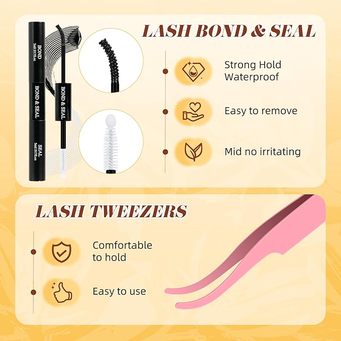 QUEWEL Fairy Lash Clusters Kit, 120PCS Cluster Eyelash Extensions kit with Lash Bond and Seal, C Curve Manga Lash Clusters Natural Look with Thin Band Easy to Use for Beginners (DJ-FD-C）