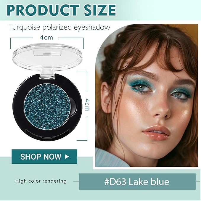 Refillable Eyeshadow Palette - Matte/Glitter/Duo-Chrome Pressed Powder & Cream Formula, Neutral/Shimmer/Smokey Multichrome, Travel-Friendly Iron Pan Refills (Glitter, D63)