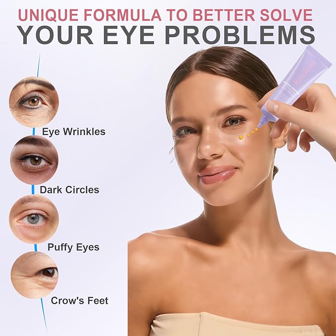 Caffeine Retinol Eye Cream, Anti Wrinkles Firming Under Eye Cream with Peptide, Collagen, Niacinamide for Dark Circles, Puffiness, Radiant Skin, Hydrating Skincare 1.01fl.oz