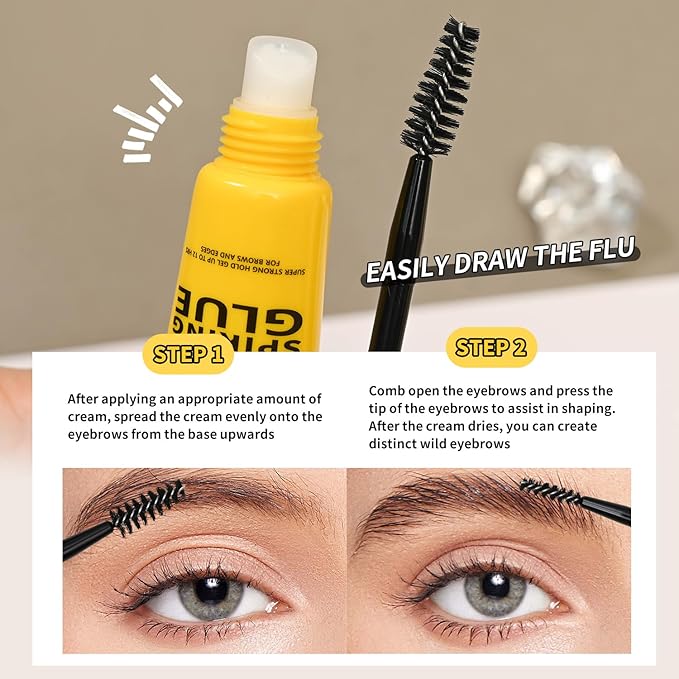 2 Pack Brow Styling Spiking Glue - Clear Eyebrow Setting Gel, 24HR Waterproof & Sweat-Proof Hold, Flawless Natural Look, Ideal for Salon & Home Use