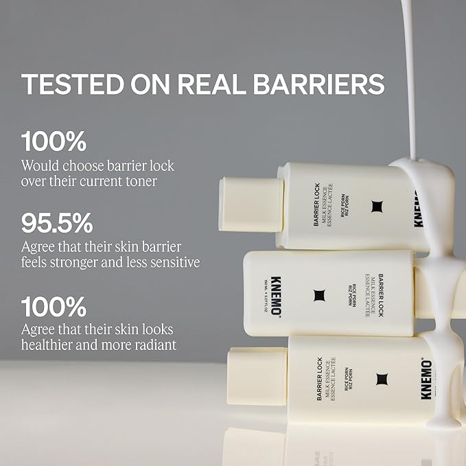 KNEMO BARRIER LOCK Rice PDRN Milk Essence - Intense Hydrating Barrier Repair Toner with 6 Ceramides Deep Moisture for Dry, Sensitive, & Irritated Skin