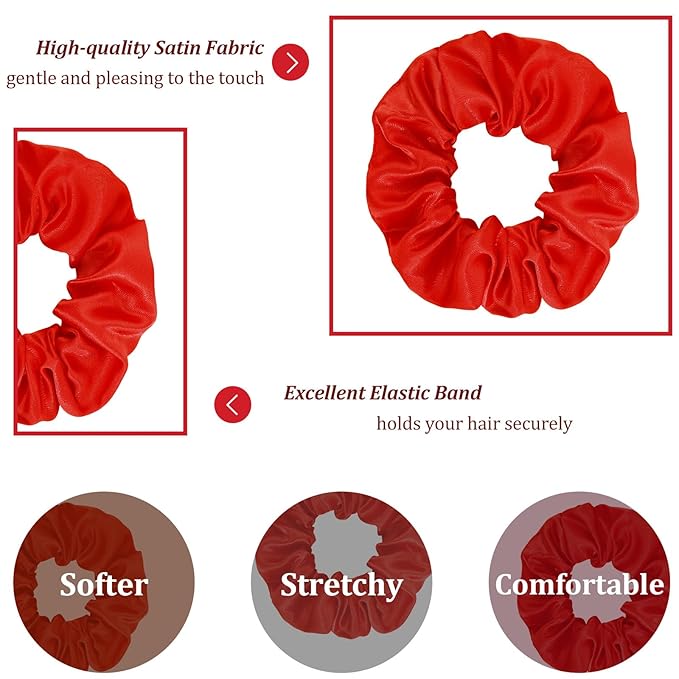 Silk Satin Scrunchies for Women Girls 24 PCS Hair Scrunchies Silk Satin Hair Ties for Thick Hair Bulk Hair Ties Hair Accessories