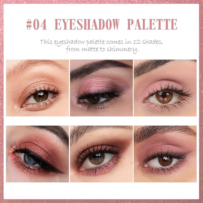 AMY'S DIARY Pink, Nude Eyeshadow Palette Eye shadow Makeup,Eyeshadow Shiny Sparkle Shimmer Glitter Eyeshadow Waterproof Pallete, Glitter Eye Make Up (12-04)