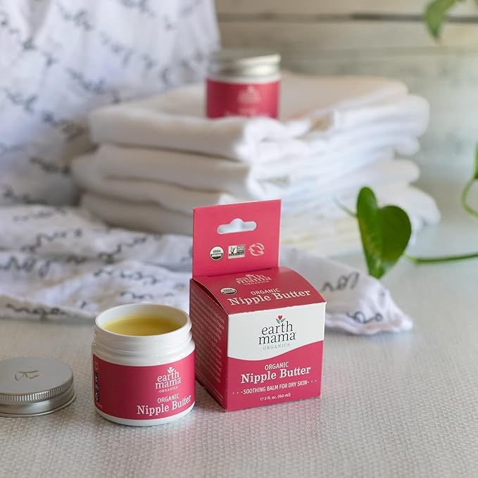 Earth Mama Organic Nipple Butter - 2 fl oz - Lanolin-Free Nipple Cream - Safe, Soothing Balm for Breastfeeding - Postpartum Essentials for Nursing