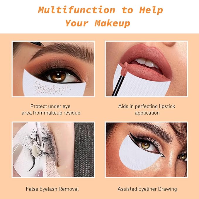 TORMEN 50pcs Eyeshadow Shields Stencils Pads Lint Free Under Eye Patches Prevent Fallout and Residue For Makeup Eyelash Extensions Eyeliner Lip Tinting Makeup