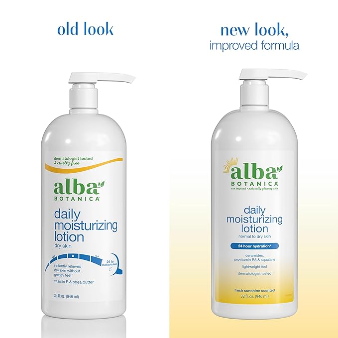 Alba Botanica Hydrating Moisturizing Lotion for Dry Skin with Vitamin E and Shea Butter, 32 Oz (Packaging May Vary)