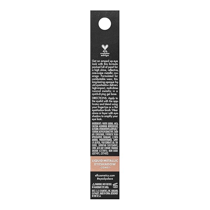 e.l.f. Liquid Metallic Eyeshadow, Quick-Drying, Long-Lasting, Gel-Based Formula For One-Swipe Pigmented Coverage, Vegan & Cruelty-Free, Comet