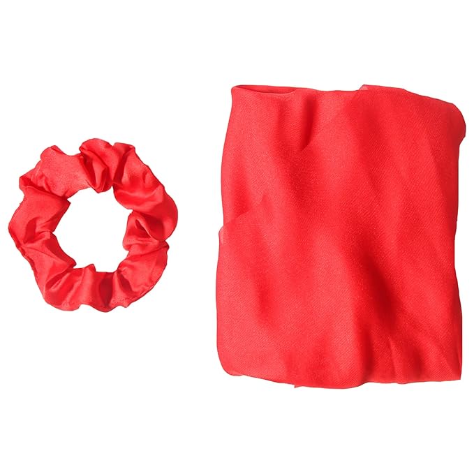Pack of 2 Knotted Bow Hair Scrunchies Elastic Hair Scarf Black Hair Ties Bands Satin Hair Ribbon Scrunchy Red Ponytail Holder for Women and Girls (Red)