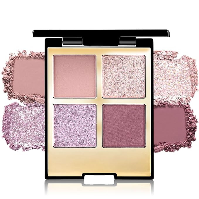 CAKAILA 4 Colors Eyeshadow Makeup Palette,Nude Pink Purple Natural Neutral Nude Eye Shadow Palette with Mirror,Long Lasting Naturing-Looking,Waterproof,Travel Size