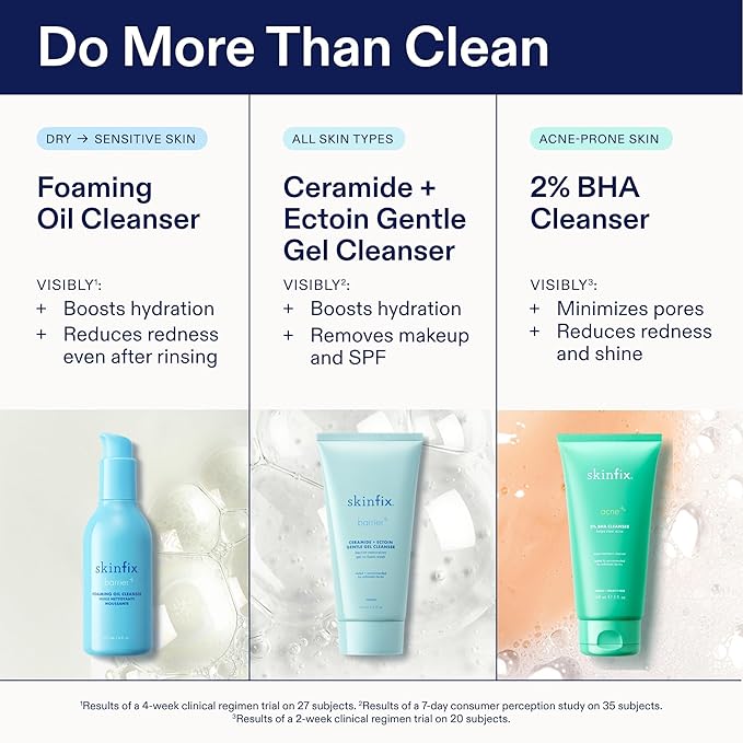 Skinfix Foaming Oil Cleanser for Face - 6 oz - Rich Gel-to-Foam Formula to Hydrate & Soothe Dry, Sensitive Skin - Fragrance Free, Vegan, Cruelty Free