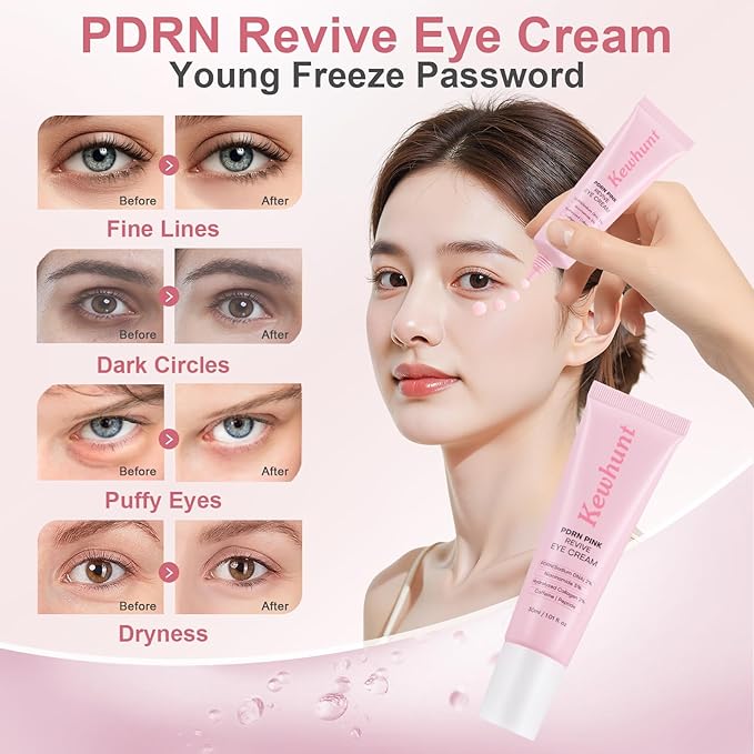 PDRN Revive Eye Cream - 20,000ppm Salmon DNA PDRN Eye Serum with Caffeine, Peptide, Collagen, Niacinamide for Fine Lines, Dark Circles, Puffiness, Hydrating SkinCare 1.01fl.oz