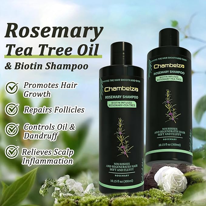 Organic Rosemary Hair Growth Shampoo for Men and Women-Natural Thickening and Strengthening Formula with Biotin Hydrolyzed keratin -Designed for Thinning Hair & Hair Loss 10.15 fl.oz
