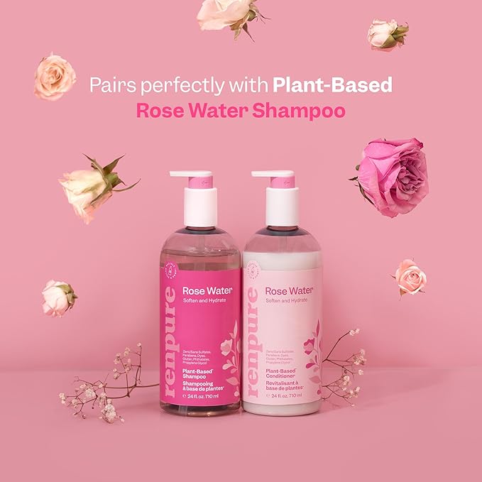 Renpure Rose Water Conditioner, 710ml, Plant Based Beauty, Soothes Scalp, Hydrates Hair, Nourishes, Free of Chemicals, For Women