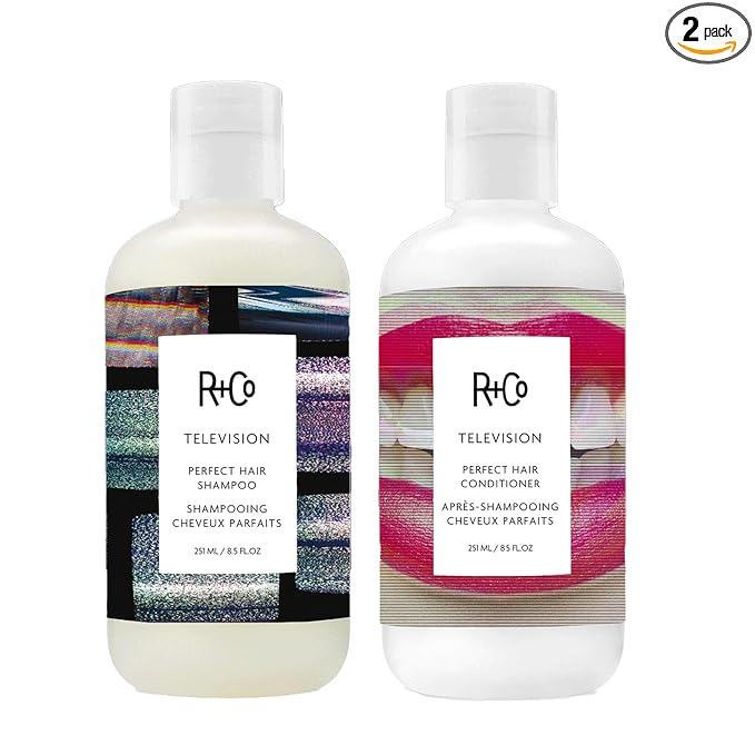 R+Co Television Perfect Hair Shampoo and Conditioner Set – Smooths, Adds Shine & Volume - All-in-One Care for Shine, Body & Strength – Sulfate-Free, Vegan & Cruelty-Free - 8.5oz 2PK + Sample