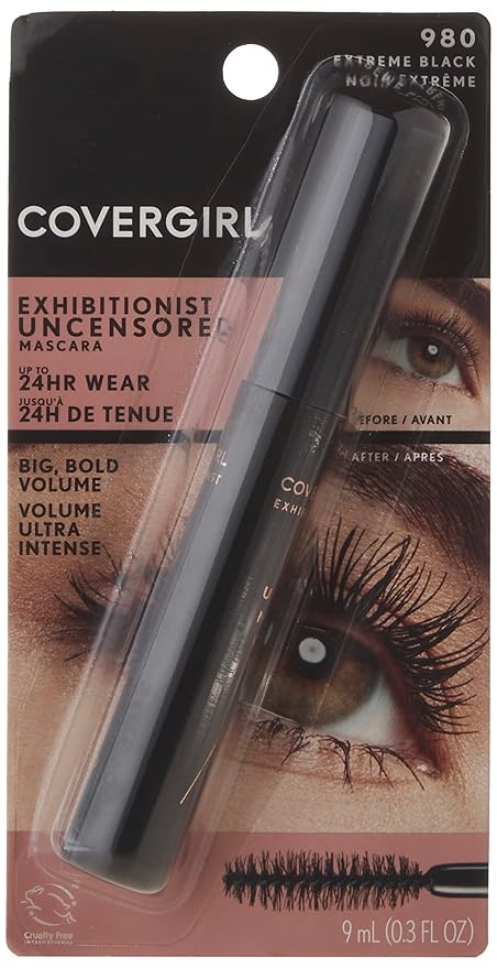 COVERGIRL Eye Enhancer Uncensored Mascara 980 Extreme Black 0.3 fl oz (Packaging May Vary) (Pack of 2)