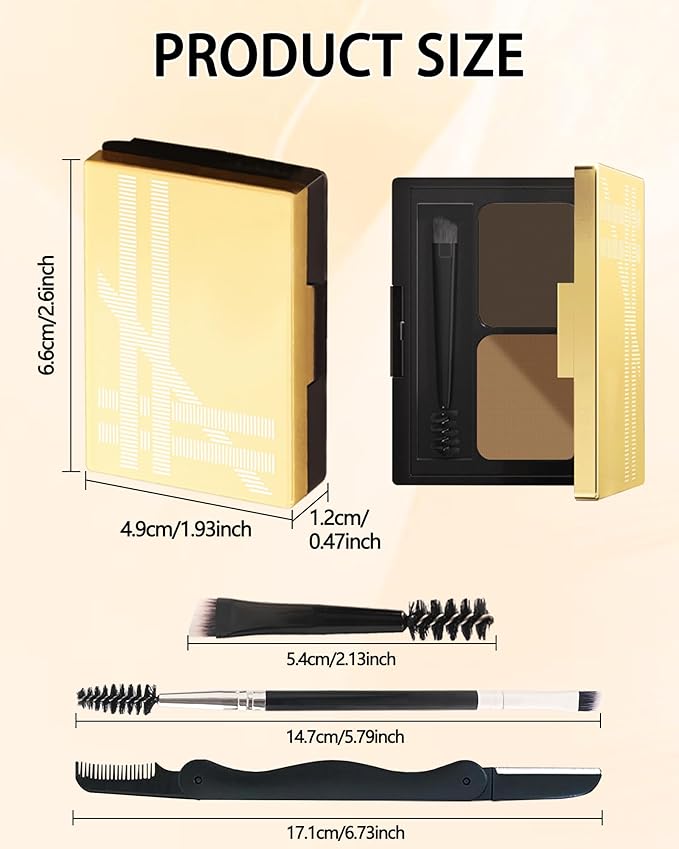 Eyebrow Powder Makeup Kit, 2 Colors Waterproof Long Lasting Dark/Light Brown Eye Brow Tinting Powder Palette, Eyebrow Tint Filler Makeup Gifts for Women with Mirror Brow Brush & Razor-Set 01#