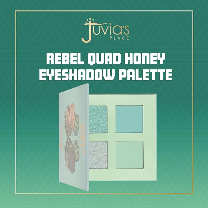 Juvia's Place Rebel Quad Mint Eyeshadow Palette - Shades of 4, Professional Eye Makeup, Pigmented Makeup Palette for Eye Color & Shine, Pressed Eyeshadow Cosmetics