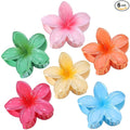 CHANDAT Flower Hair Clips 6 PCS Hawaiian Claw Clips for Vacation Hibiscus Hair Claw Clips Cute Large Hair Clips for Thick and Thin Hair Plumeria Hair Accessories for Women Girls - Blossom