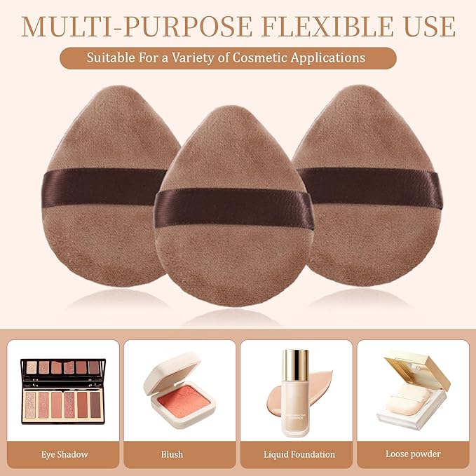Giantree 6Pcs Mini Powder Puff, Setting Powder Puff, Mini Powder Finger Puff, Triangle Makeup Puff for Foundation Setting, Cushion Puff for Women Girls(Style A)