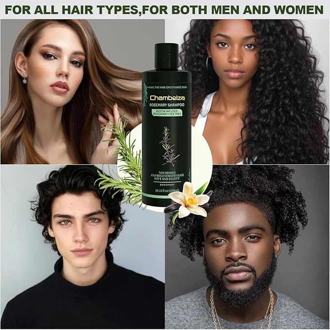 Organic Rosemary Hair Growth Shampoo for Men and Women -Natural Thickening and Strengthening Formula with Biotin Hydrolyzed Keratin -Designed for Thinning Hair & Hair Loss 10.15 fl.oz-2 Pack