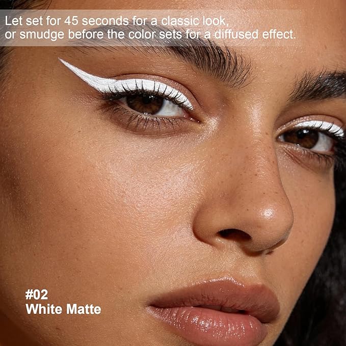 White Eyeliner Pencil,Smudge-proof Waterproof Long Lasting Eye Liner, High-Pigmented Smooth Creamy Formula for Mature Women, Eyes Makeup Pen Includes Sharpener-#02White