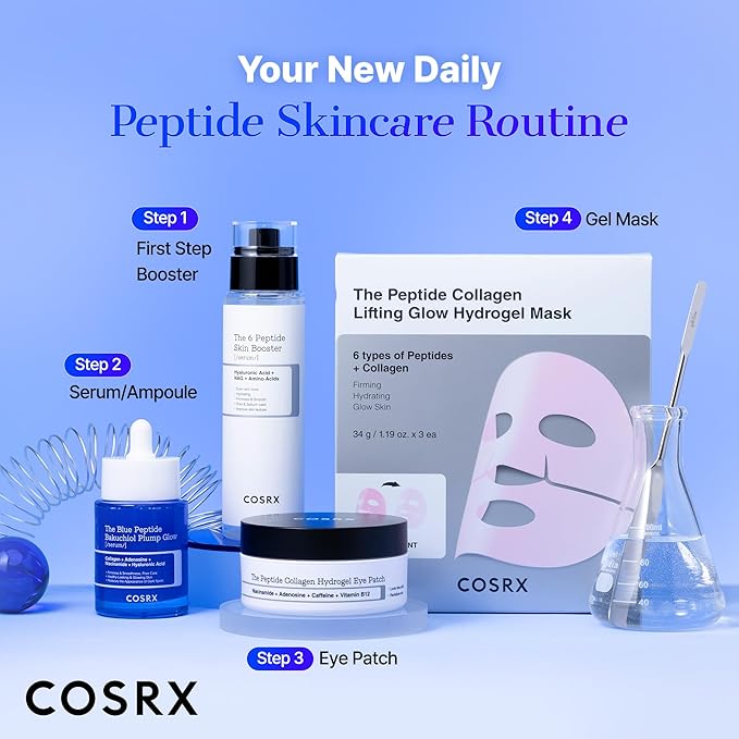 COSRX The Blue Peptide Bakuchiol Plump Glow Serum, Korean Peptide Plumping Serum for Face, GHK-Cu Copper Peptides with Bakuchiol, Anti-aging & Skin Firming Care, Korean Skin Care, 1.69 Fl Oz