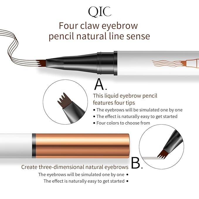 2 Pcs Microblading Eyebrow Pen, 2026 Upgraded 3D Waterproof 4-Tip Eyebrow Pencil, Natural Makeup Long-Lasting Fine Stroke Magic Eyebrow Pencil for Women Stay on All Day (Light Brown(2 Pcs))