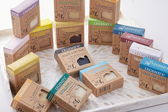 Legend's Creek Farm Goat Milk Soap - Cleansing Moisturizing Bar for Hands and Body - 5 Oz Creamy Lather, Nourishing, Gentle Natural Soap for Sensitive Skin (Pear Cider, Pack of 3)