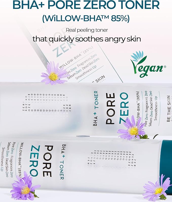 BE THE SKIN Pore Zero BHA Exfoliating Toner - 85% Willow Bark Water Base + Salicylic Acid, Helps Clear Pores & Blackheads, Zero Alcohol Zero Fragrance for Oily Blemish-Prone Skin | 5.07 fl oz