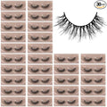 APCYUST Lashes Mink Bulk 30 Pair Wholesale Lashes 5D Fluffy Eyelashes Wholesale Faux Mink Eyelashes Natural Medium Length Fake Lash with Portable Pack (Round Ultra-Wispy 30 Pairs)