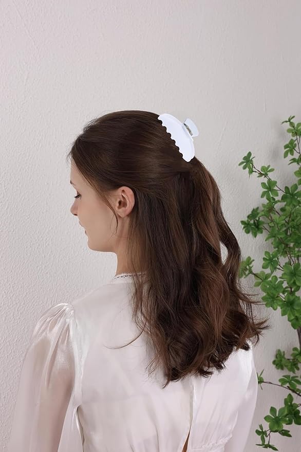 Durable Acetate Hair Clips - 4-Inch White Claw Clips for Fine and Thick Hair (White)