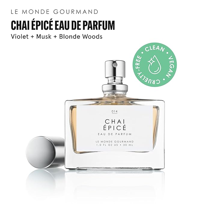 Le Monde Gourmand Chai Épicé Eau de Parfum Spray Perfume for Women, Spicy Chai Scent with Violet Fig, Muguet Musk & Blonde Woods, Vegan & Cruelty Free, 1 fl oz (30 ml)